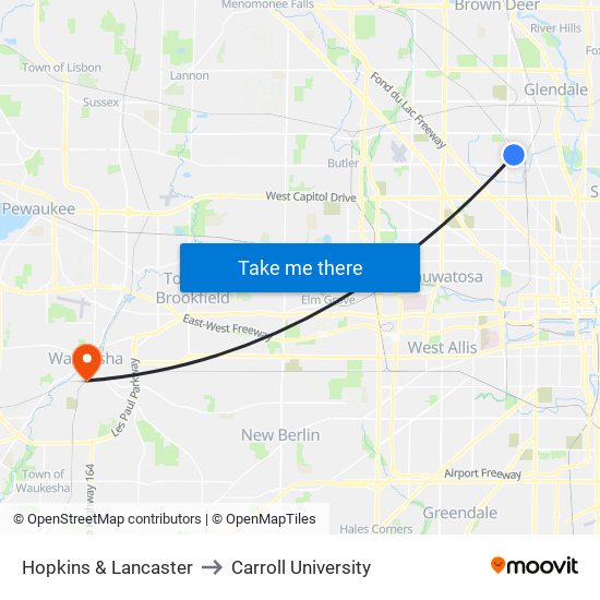 Hopkins & Lancaster to Carroll University map