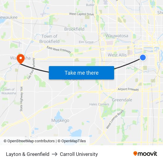 Layton & Greenfield to Carroll University map