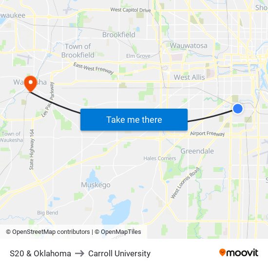 S20 & Oklahoma to Carroll University map