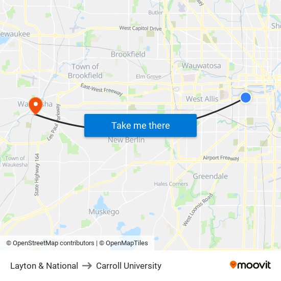 Layton & National to Carroll University map