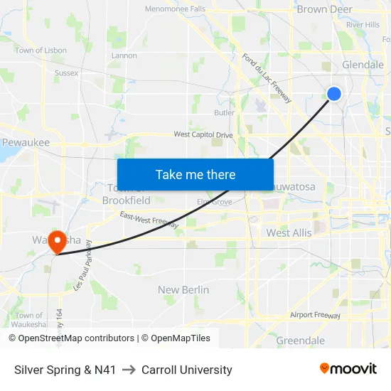 Silver Spring & N41 to Carroll University map