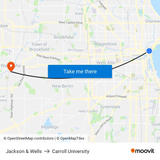 Jackson & Wells to Carroll University map