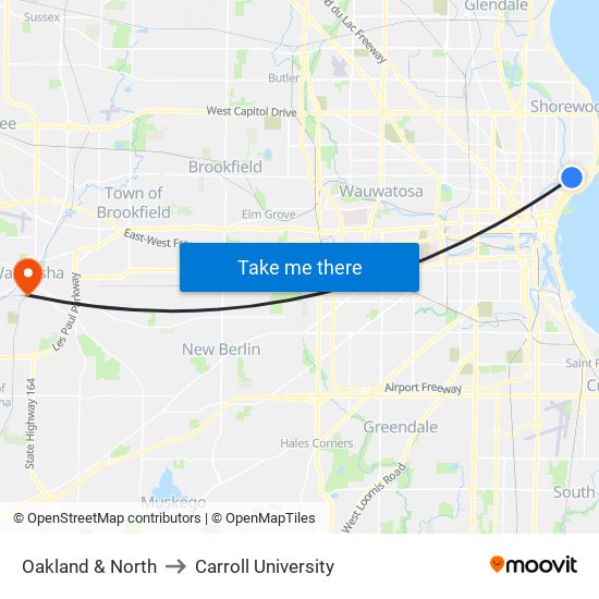 Oakland & North to Carroll University map