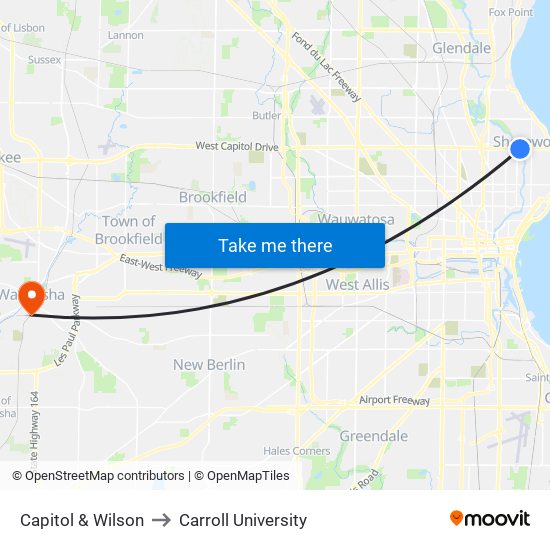 Capitol & Wilson to Carroll University map