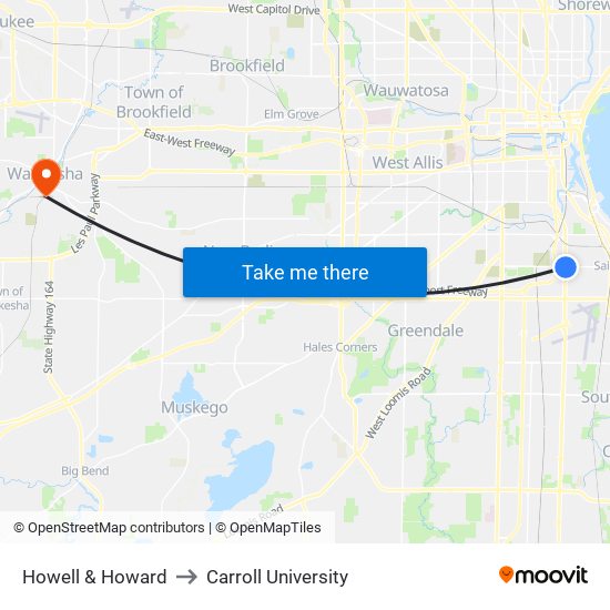 Howell & Howard to Carroll University map