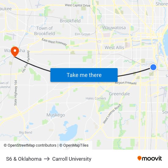 S6 & Oklahoma to Carroll University map