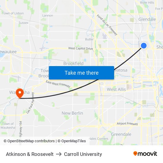 Atkinson & Roosevelt to Carroll University map