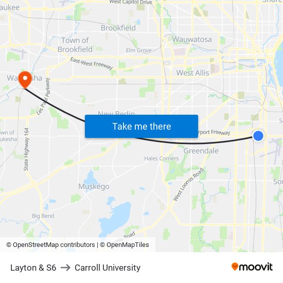 Layton & S6 to Carroll University map