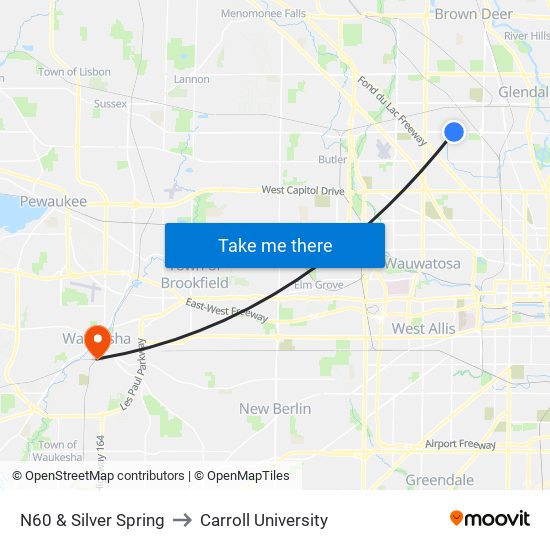 N60 & Silver Spring to Carroll University map
