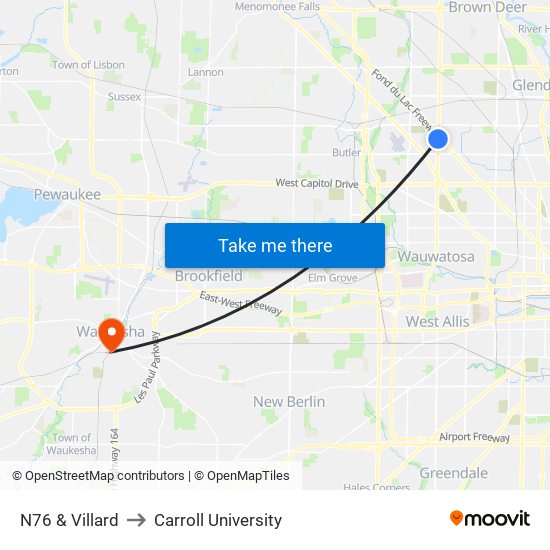 N76 & Villard to Carroll University map