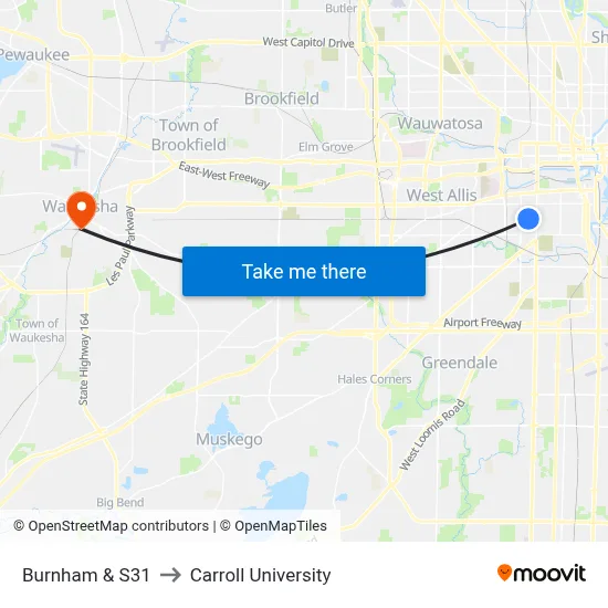 Burnham & S31 to Carroll University map
