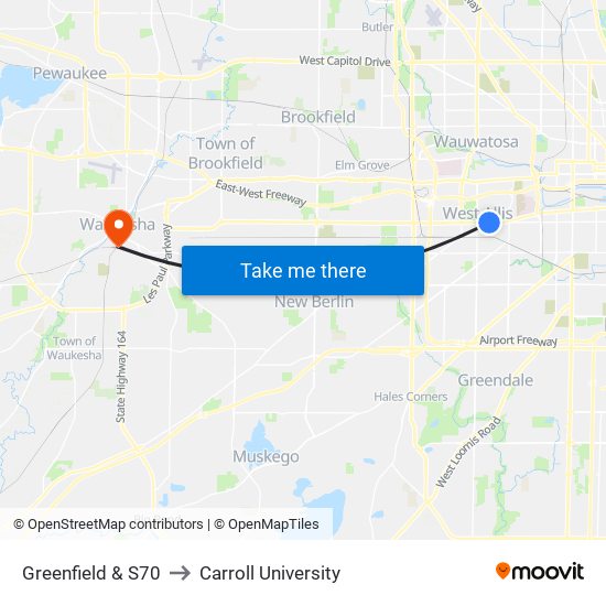 Greenfield & S70 to Carroll University map