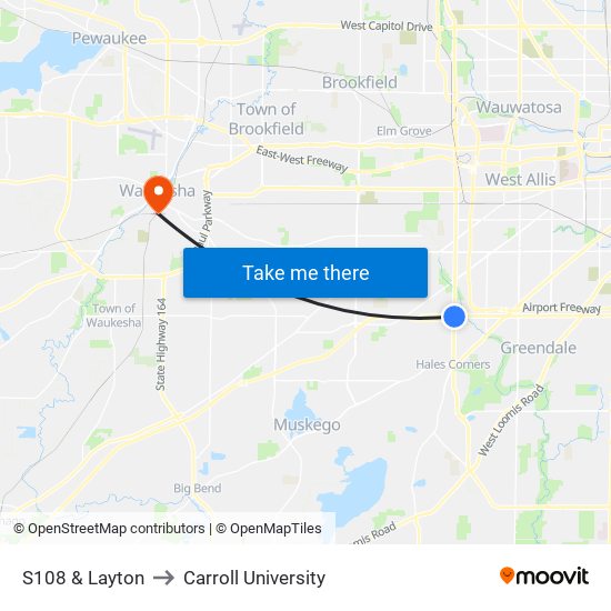 S108 & Layton to Carroll University map