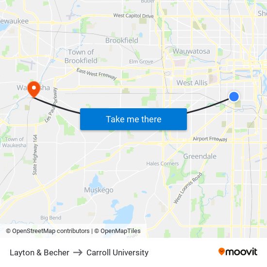 Layton & Becher to Carroll University map
