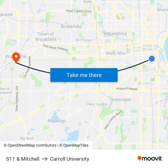 S11 & Mitchell to Carroll University map