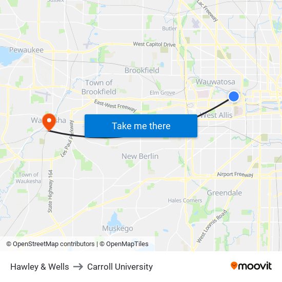 Hawley & Wells to Carroll University map