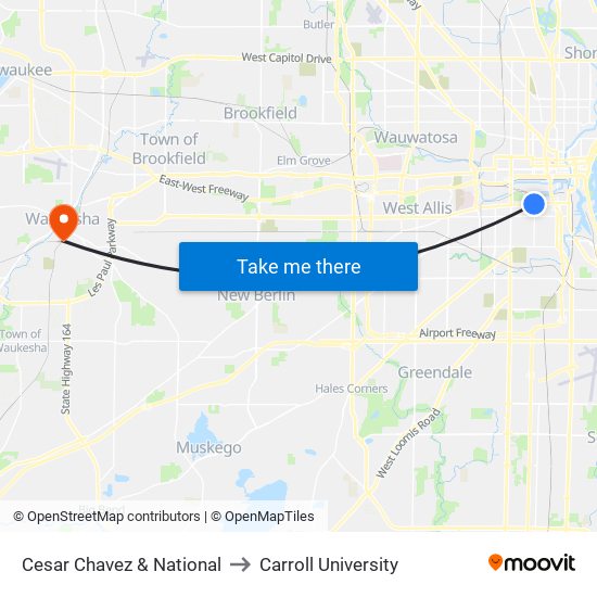 Cesar Chavez & National to Carroll University map