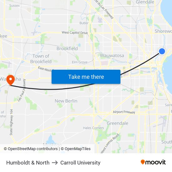 Humboldt & North to Carroll University map