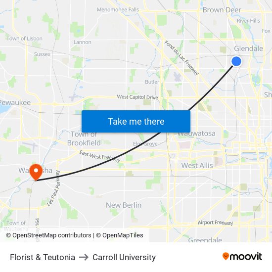 Florist & Teutonia to Carroll University map