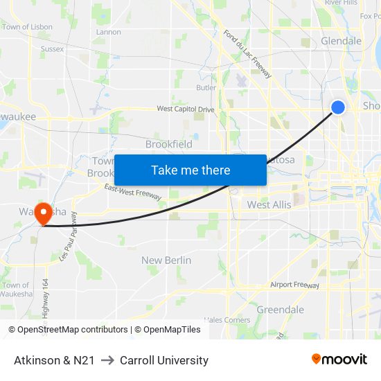 Atkinson & N21 to Carroll University map