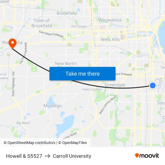 Howell & S5527 to Carroll University map