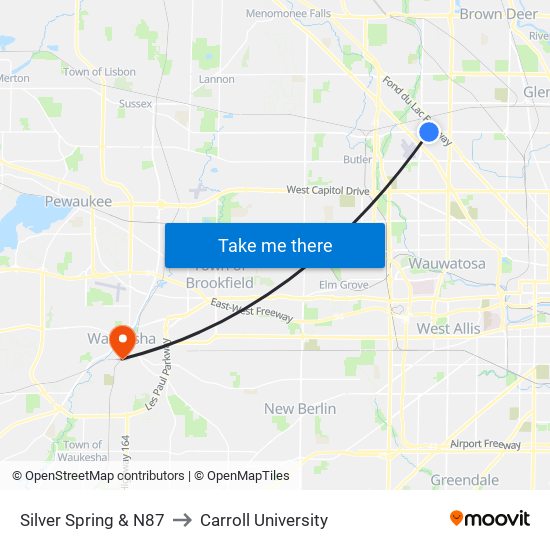 Silver Spring & N87 to Carroll University map