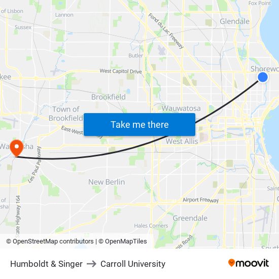 Humboldt & Singer to Carroll University map