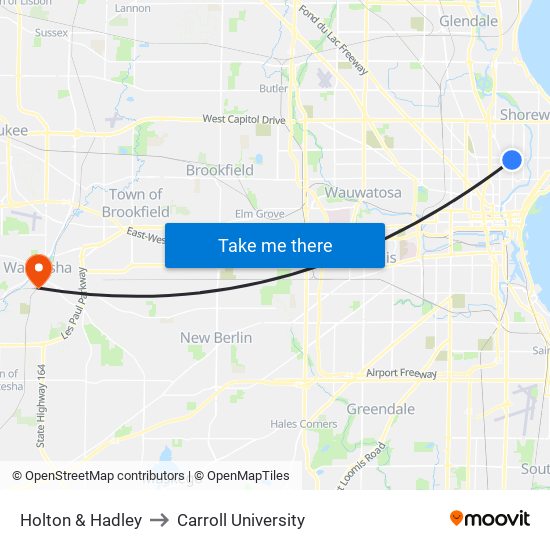 Holton & Hadley to Carroll University map