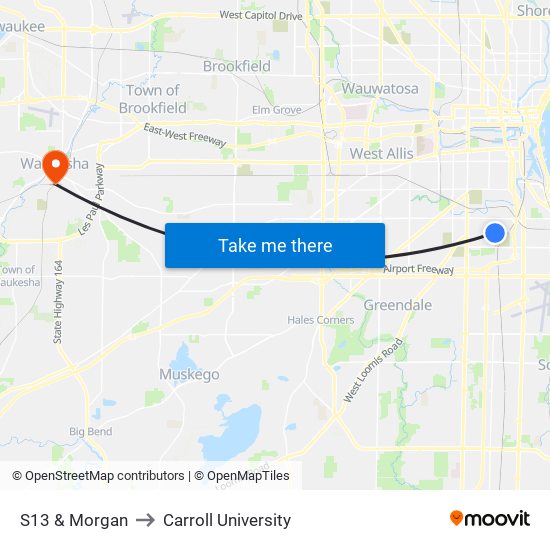 S13 & Morgan to Carroll University map