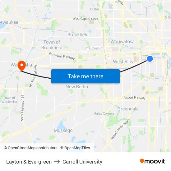 Layton & Evergreen to Carroll University map
