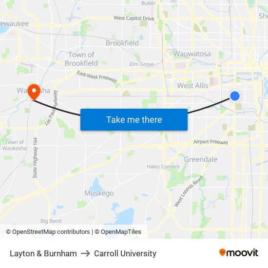 Layton & Burnham to Carroll University map