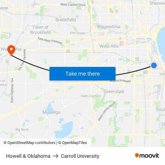 Howell & Oklahoma to Carroll University map