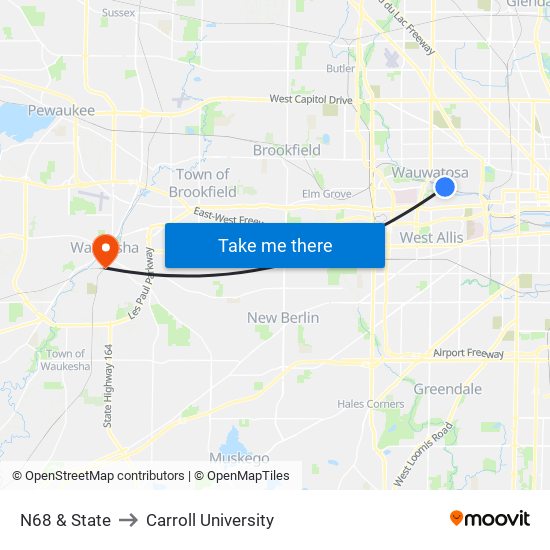 N68 & State to Carroll University map