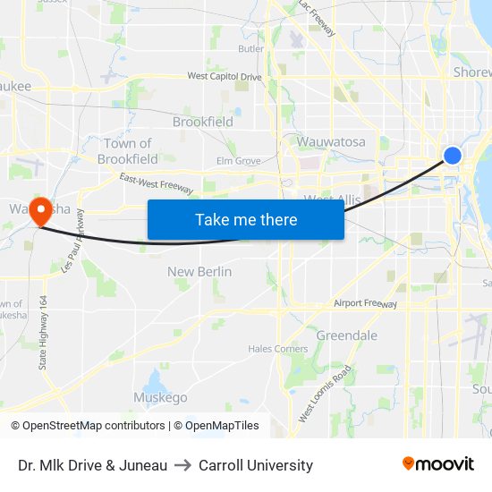 Dr. Mlk Drive & Juneau to Carroll University map