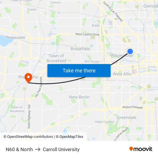 N60 & North to Carroll University map