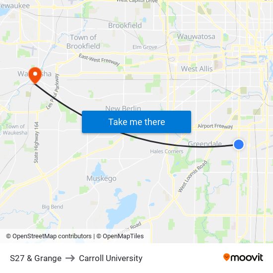 S27 & Grange to Carroll University map