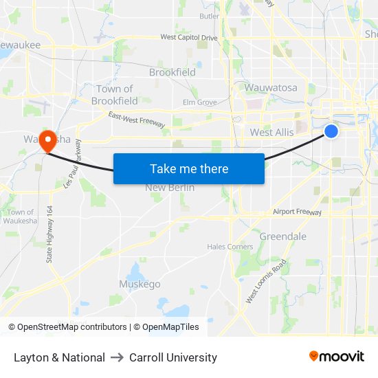 Layton & National to Carroll University map