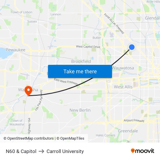 N60 & Capitol to Carroll University map