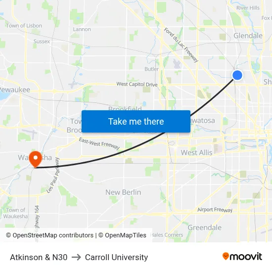 Atkinson & N30 to Carroll University map