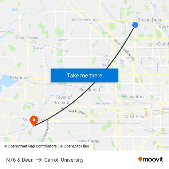 N76 & Dean to Carroll University map