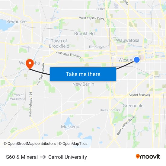 S60 & Mineral to Carroll University map