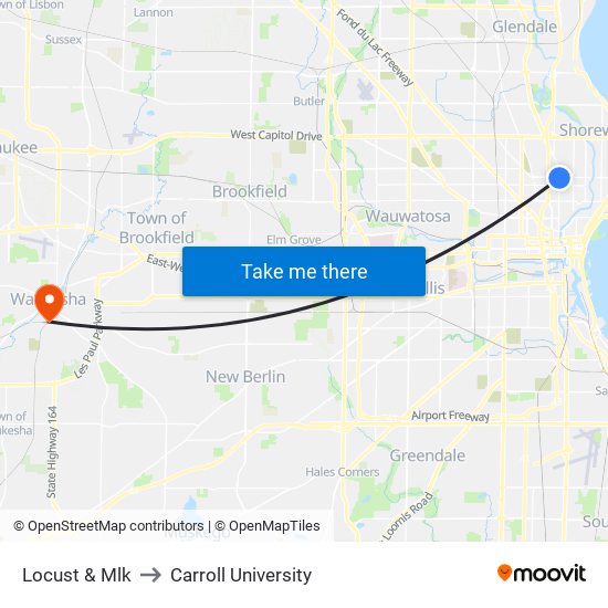 Locust & Mlk to Carroll University map