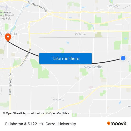 Oklahoma & S122 to Carroll University map