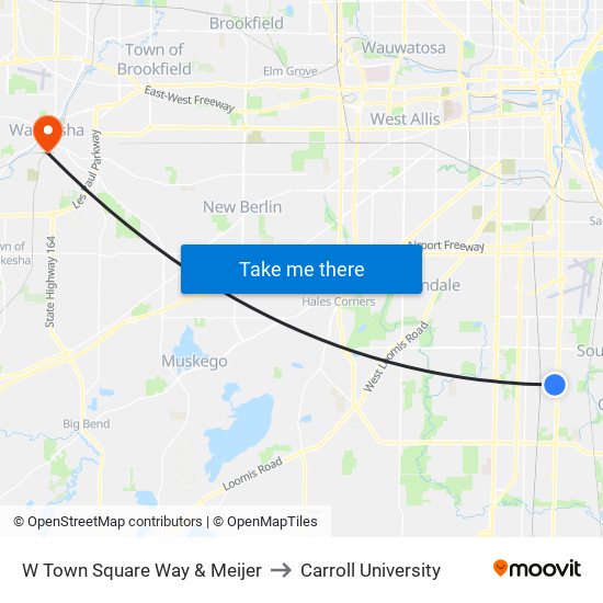 W Town Square Way & Meijer to Carroll University map