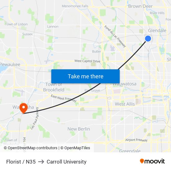 Florist / N35 to Carroll University map