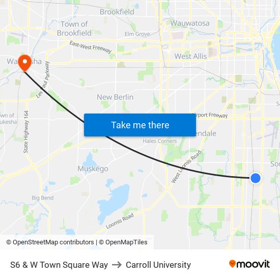 S6 & W Town Square Way to Carroll University map