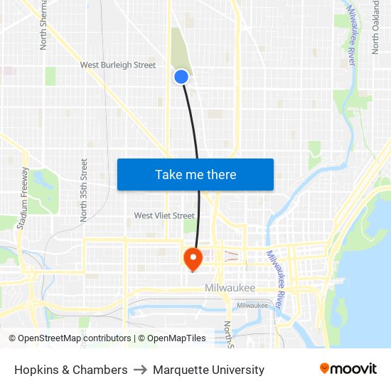 Hopkins & Chambers to Marquette University map