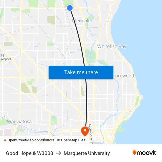 Good Hope & W3003 to Marquette University map