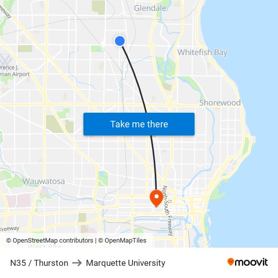 N35 / Thurston to Marquette University map