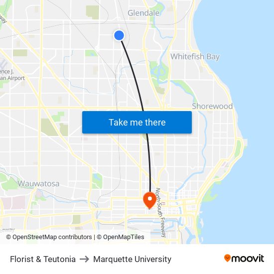 Florist & Teutonia to Marquette University map